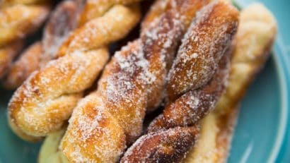 Filipino twisted fried donuts on a plate