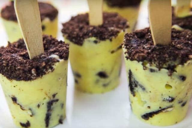 3 ingredient Oreo popsicles on white plate