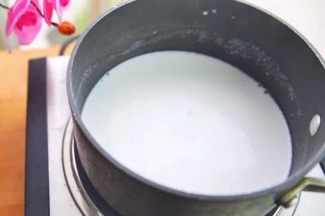 coconut milk in a saucepan