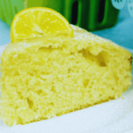 tasty slice of glazed lemon cake