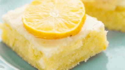 Lemon Brownies on a small plate