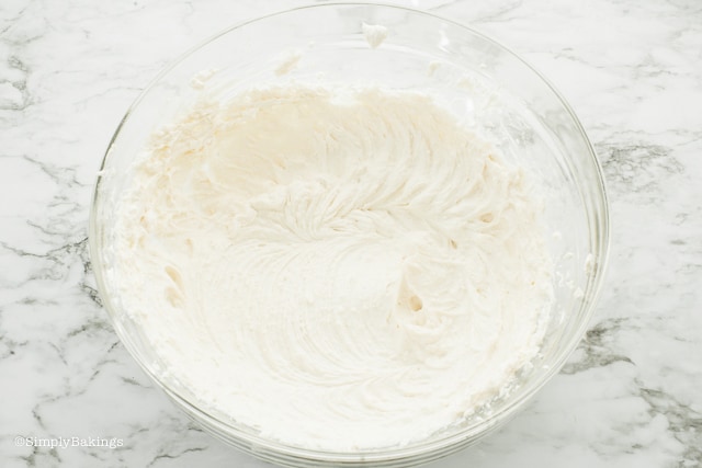 well-beaten mixture of cream cheese and sugar for vegan fruit cheesecake recipe
