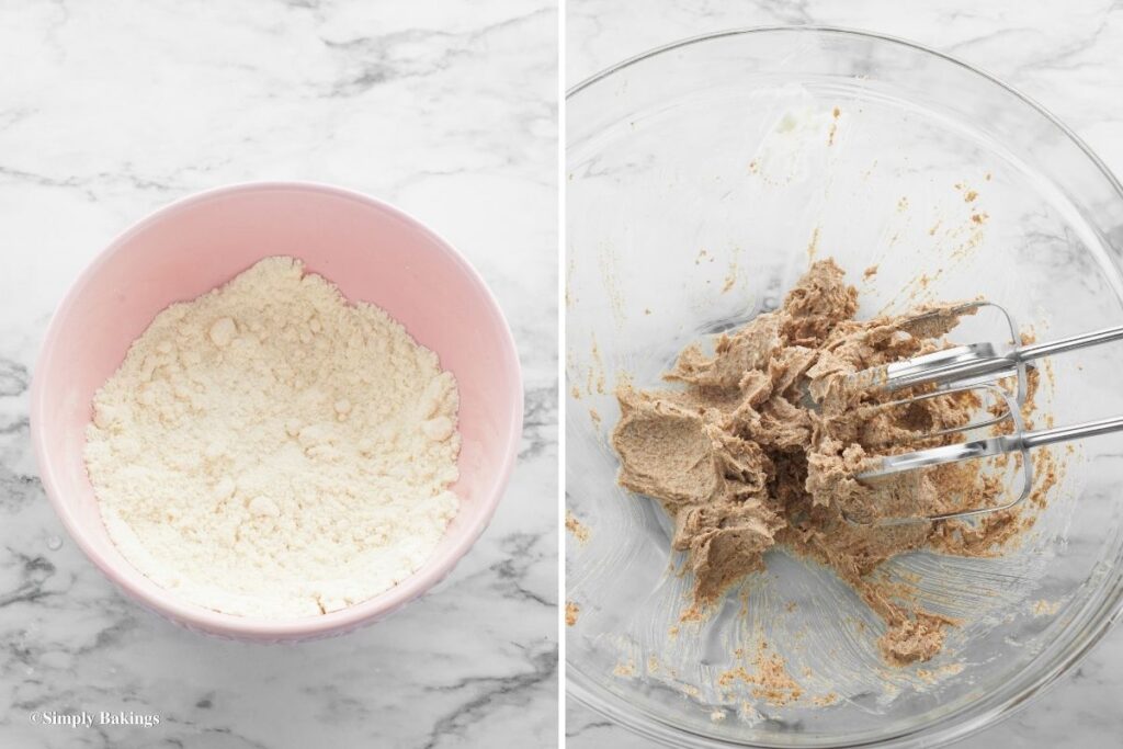 making the cookie dough in a bowl