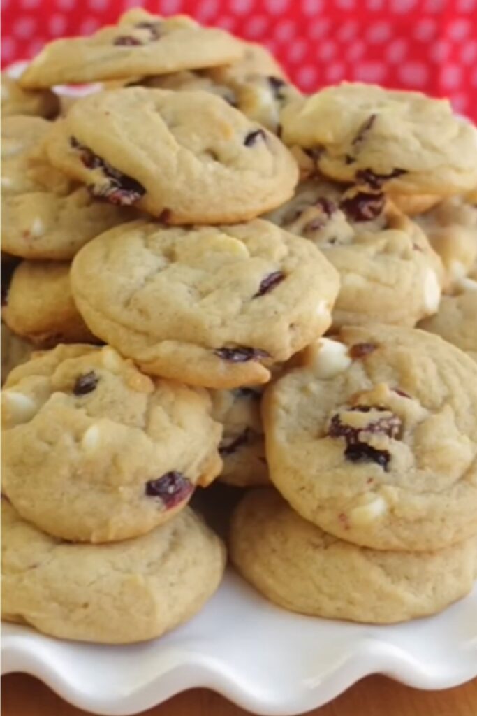 White Chocolate Cranberry Chip Cookies on a plate