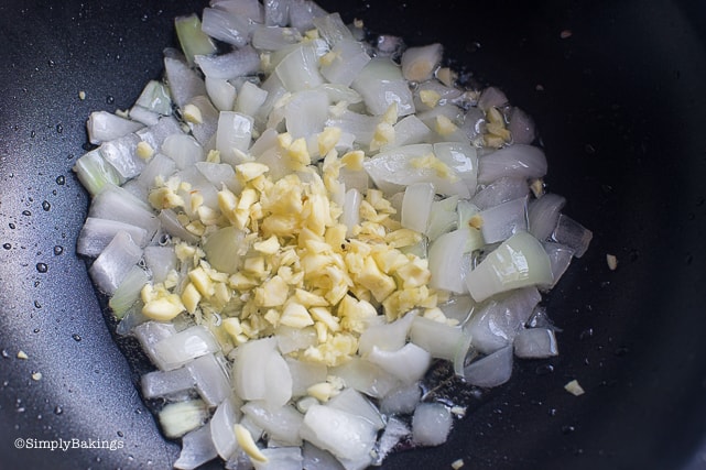 sauteed garlic and onions for vegan kare kare recipe