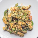 healthy ampalaya recipe on a white plate