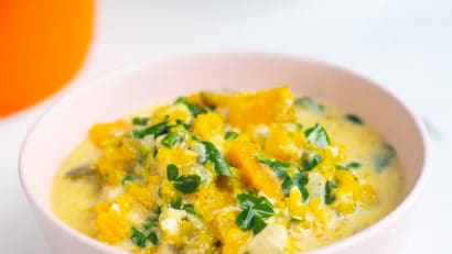 a bowl of ginataang kalabasa