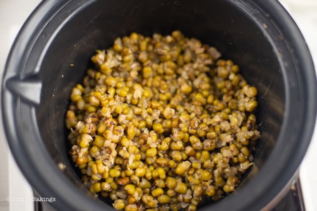 strained cooked monggo beans