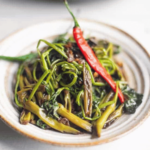 savory water spinach adobo with red chili