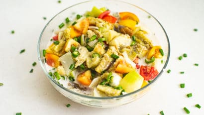 ginataang talong with coconut milk in a bowl