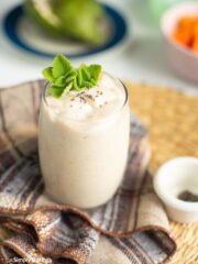 Smoothie in a glass on a mat