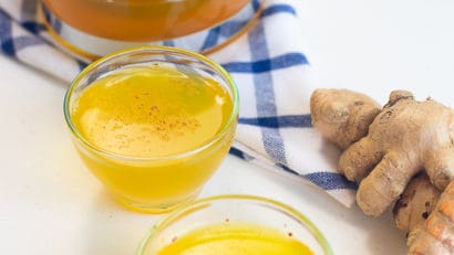 two cups of warm salabat tea