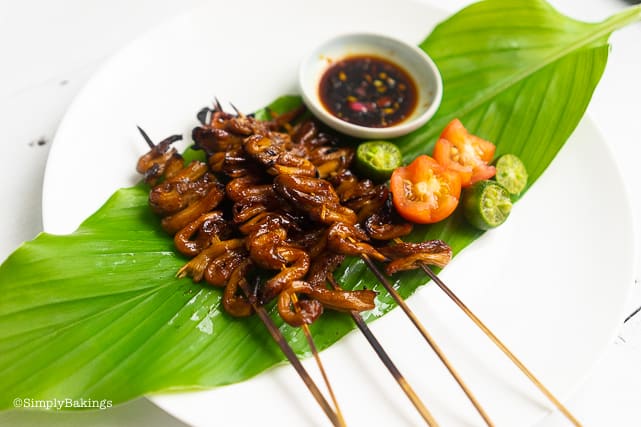 delicious grilled vegan isaw on a plate