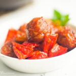 delicious vegan Filipino bola bola in a white bowl