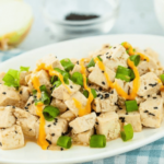tasty vegan poke bowl on white plate