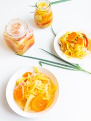 A plate and two jars of the atsara recipe