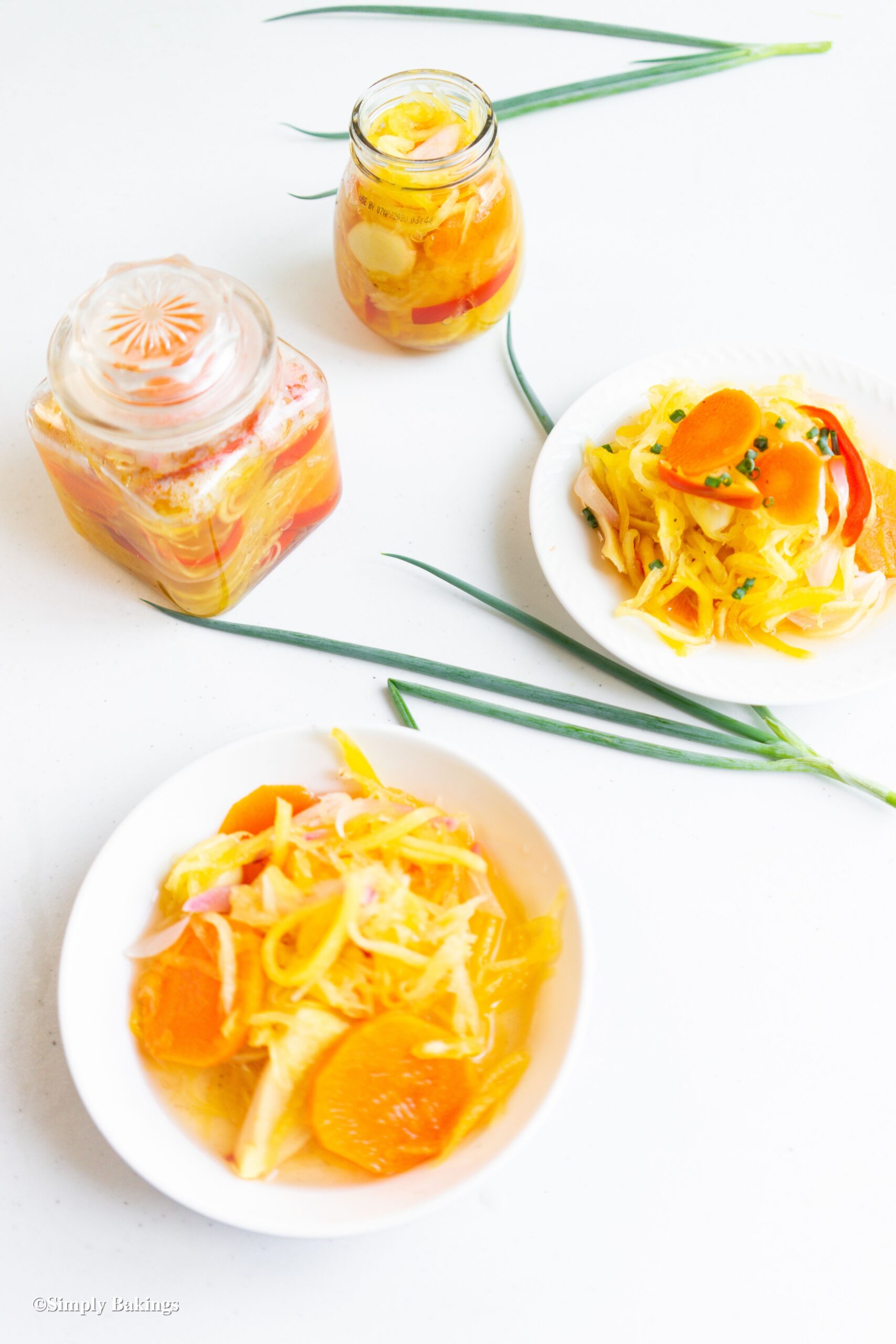 A plate and two jars of the atsara recipe