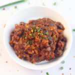 Vegan Bagoong in a white bowl