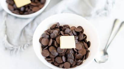 Two bowls of Mini Pancakes Chocolate Cereal