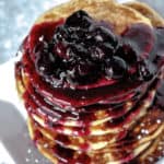 best keto blueberry pancakes on a white plate