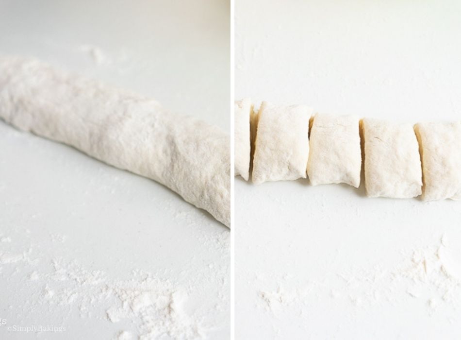 forming the dough into a log and cutting into 8 equal slices