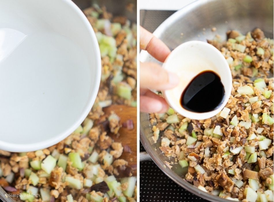 added water and soy sauce into the mixture