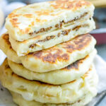 a stack of vegan buns stuffed with lentils