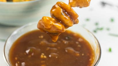 fried fish balls dipped in Special Manong's Sauce