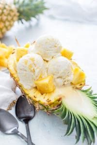 Pineapple Ice Cream with pineapple chunks