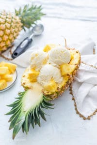 refreshing Pineapple Ice Cream in a pineapple