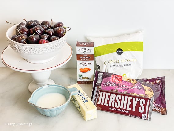 ingredients for chocolate covered cherries 