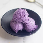 Three scoops of ice cream on a bowl
