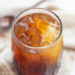 a glass of sago gulaman drink with ice cubes