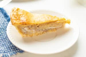 Sliced Buko Pie on a white plate