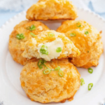 morning biscuits on a white plate on a blue table