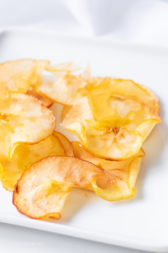 Apple Chips on a white plate