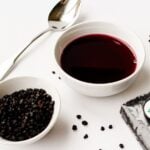 A bowl of Elderberry Pancake Syrup