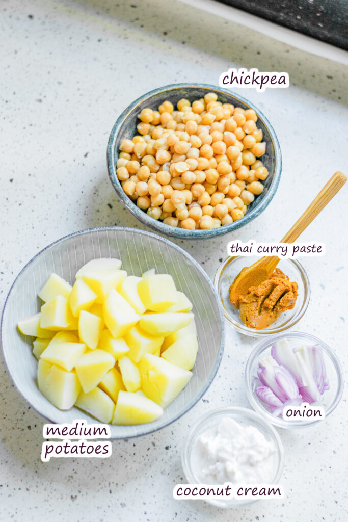 All ingredients for the Vegetarian Thai Yellow Curry recipe
