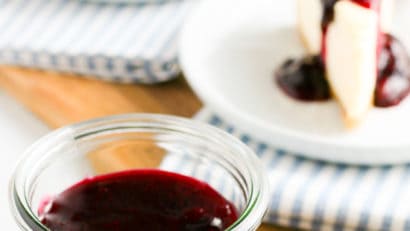 a bottle of blueberry sauce
