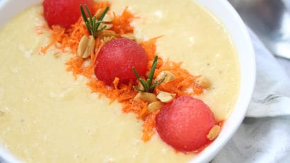 Pineapple Banana Smoothie Bowl on a table
