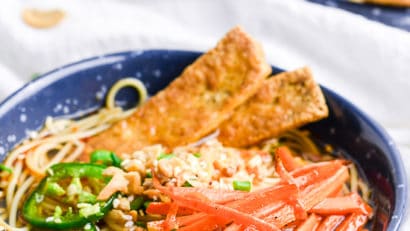 noodle ramen in a blue bowls