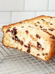 Half slice of Banana Chocolate Chip Pound Cake
