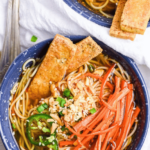 vegetarian ramen with pasta noodles and tofu