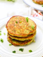 Zucchini Pancakes on a white plate