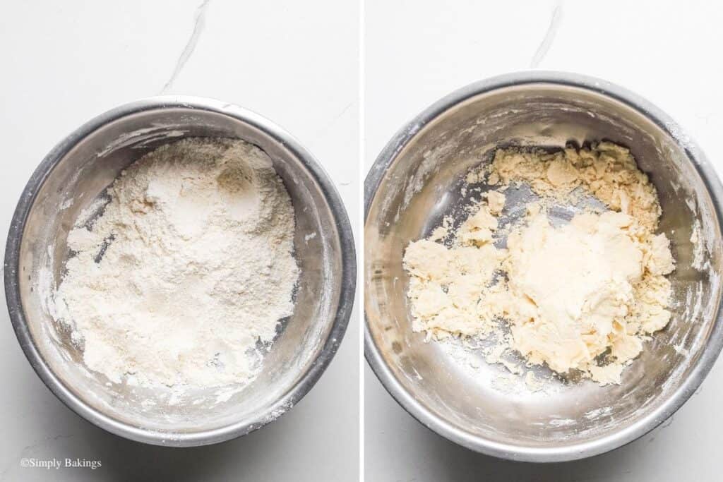 flour, sugar, and salt whisked together in a large bowl