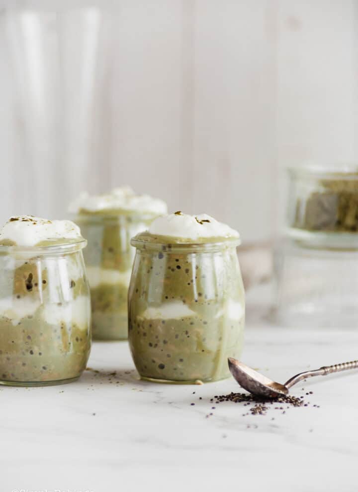 delicious matcha overnights oats in cups