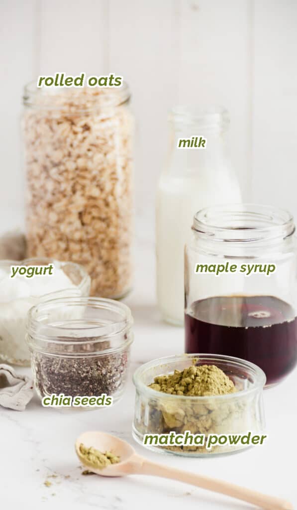 ingredients for matcha overnight oats