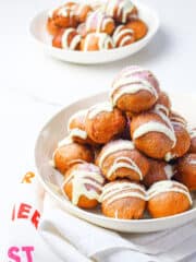 delicious ube donut served on two white bowls