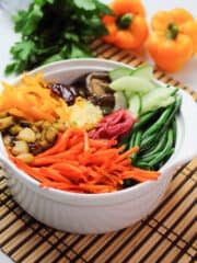 delicious vegetarian bibimbap in a dolsot pot