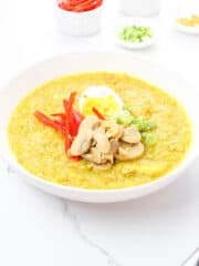 delicious vegan arroz caldo in a bowl
